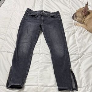 Rag & Bone mid rise ankle skinny Women's Jeans with Zipper Detail at ankles.